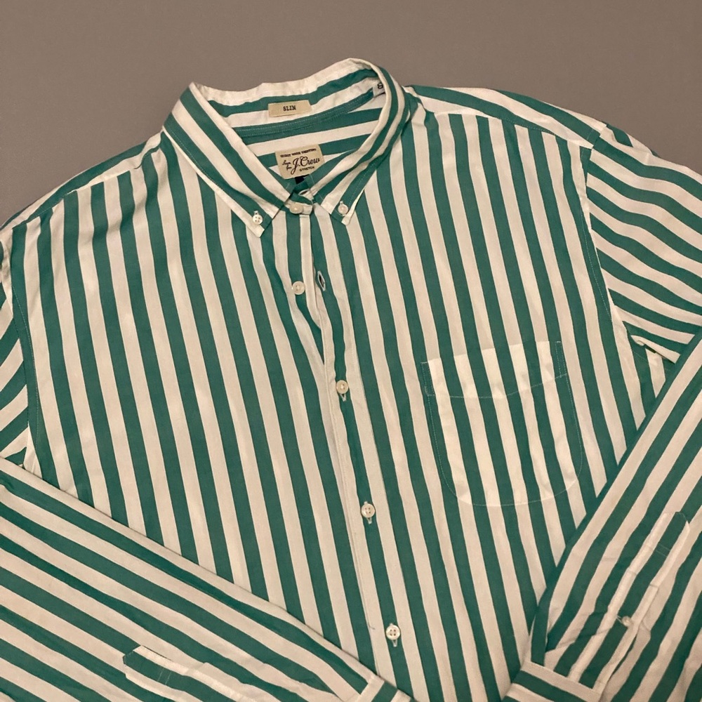 J. Crew Button Down Striped Slim Fit Shirt SIZE XL - Picture 2 of 3